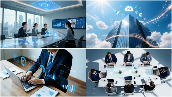 高端商务科技智慧办公智能办公商务数据