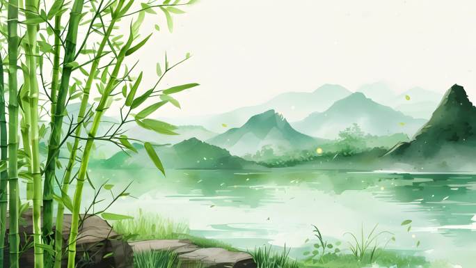 翠竹青山绿水人家