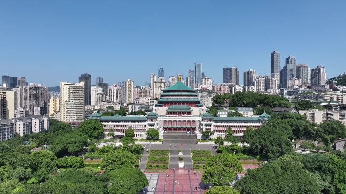 4k重庆人民大礼堂航拍