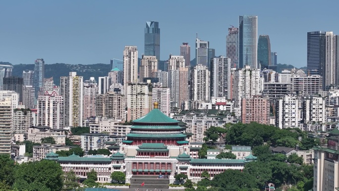 4k重庆人民大礼堂航拍