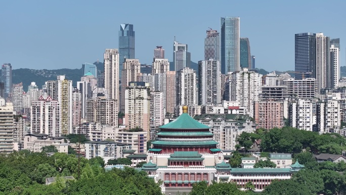 4k重庆人民大礼堂航拍