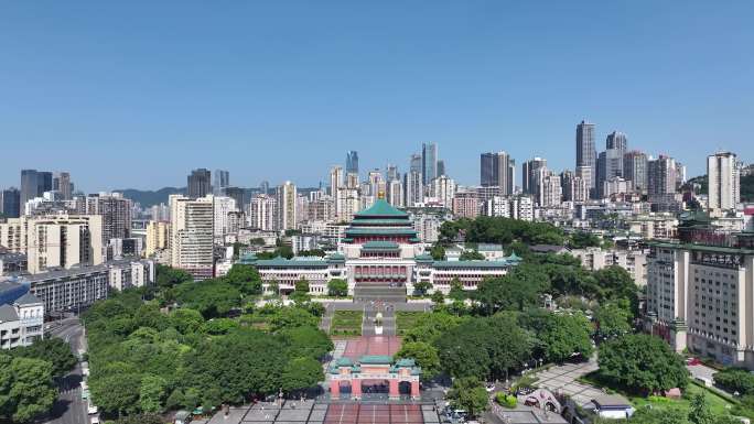 4k重庆人民大礼堂航拍