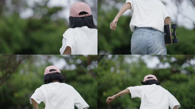 滑板少女的夏日街头