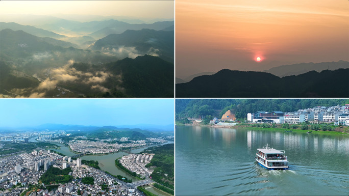 黄山歙县清晨 新安江山水画廊 石潭村