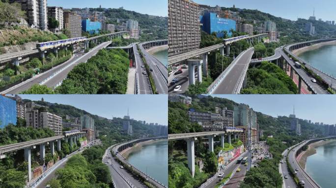 重庆城市立交桥轻轨穿梭