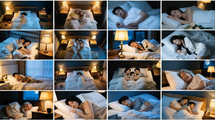 睡觉睡眠深度睡眠做梦夫妻老人小孩睡觉合集