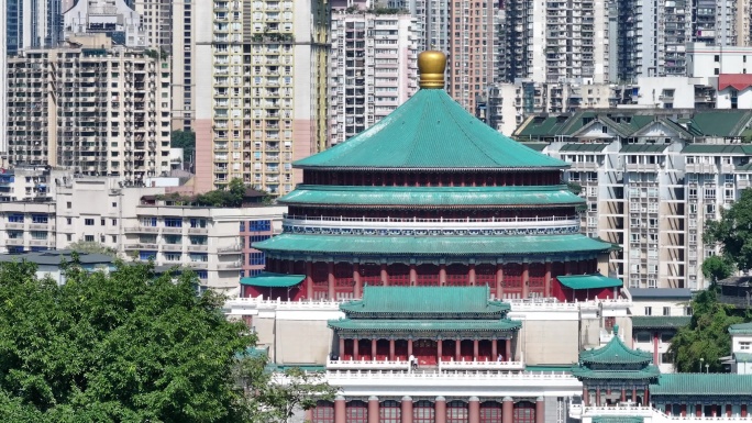 4k重庆人民大礼堂航拍