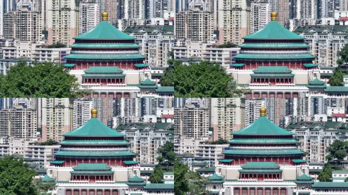 4k重庆人民大礼堂航拍