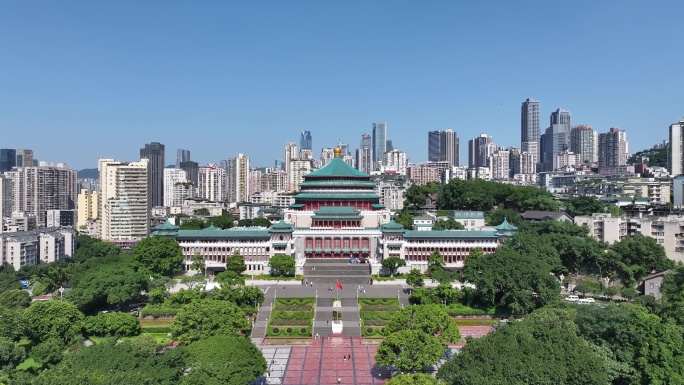4k重庆人民大礼堂航拍