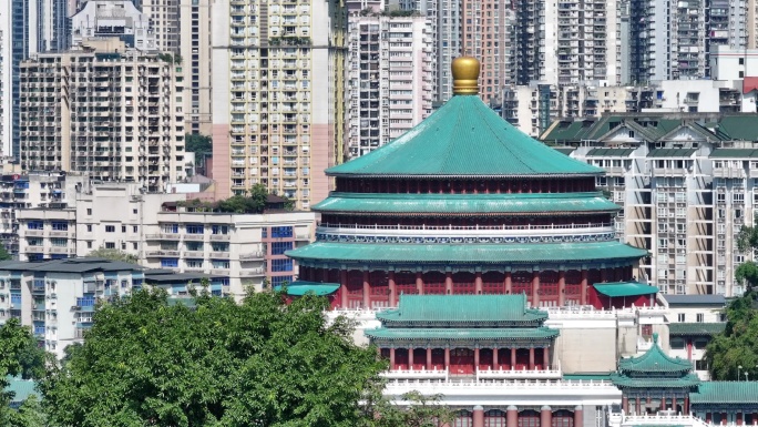 4k重庆人民大礼堂航拍