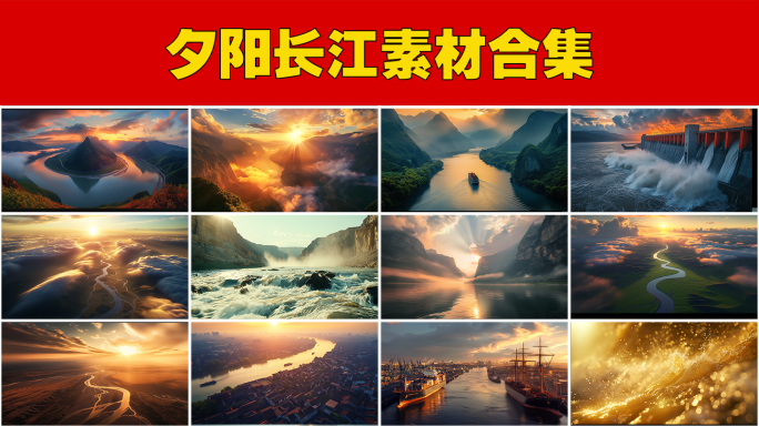夕阳下的长江壮丽山河日出景观祖国大好河山