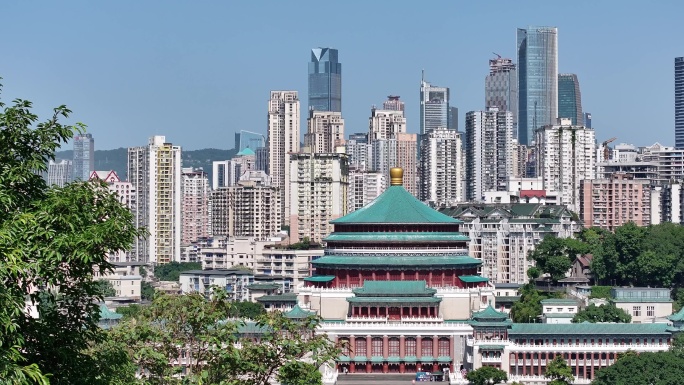 4k重庆人民大礼堂航拍