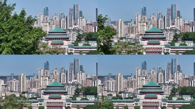 4k重庆人民大礼堂航拍