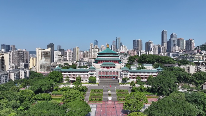 4k重庆人民大礼堂航拍