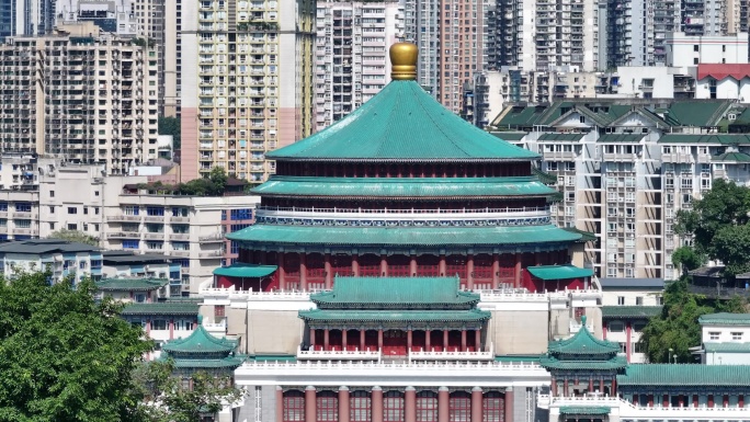 4k重庆人民大礼堂航拍