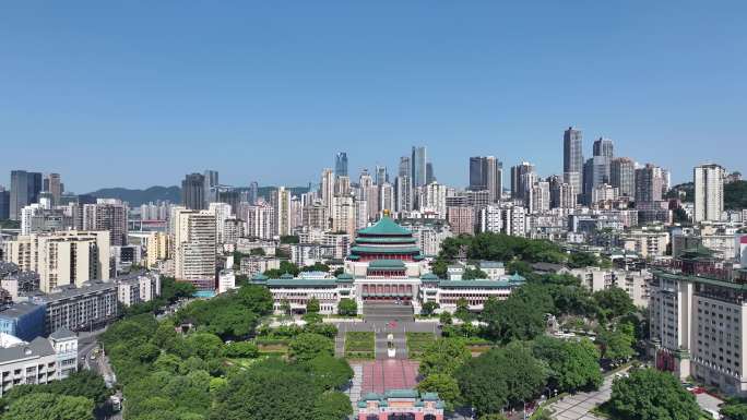 4k重庆人民大礼堂航拍