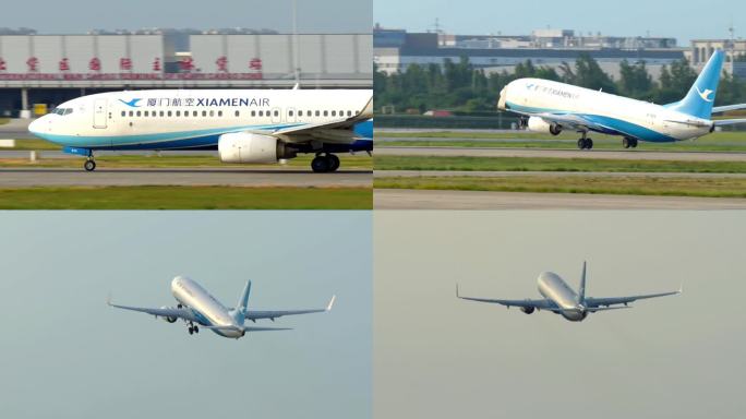厦门白鹭航空飞机跑道起飞实拍特写