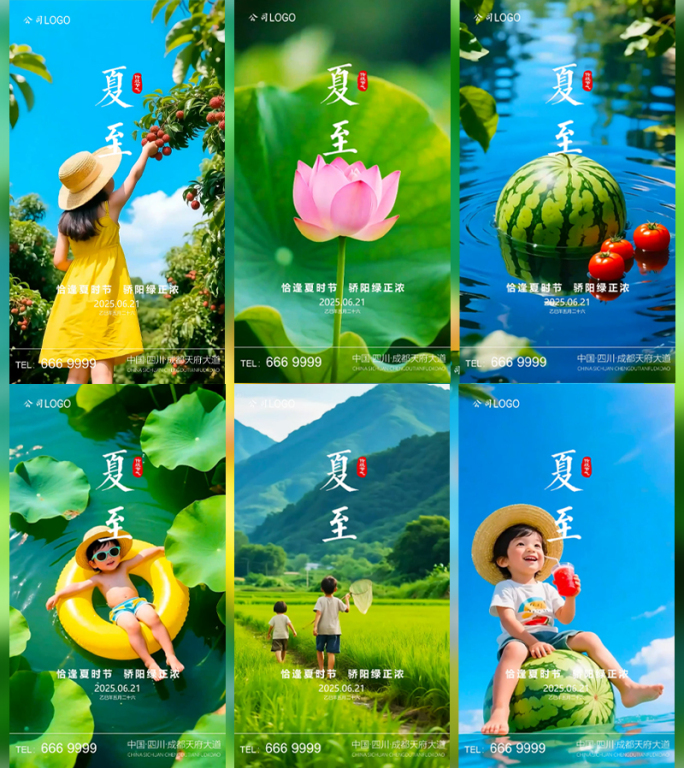 夏至立夏小满大暑小暑动态海报AE模板下载