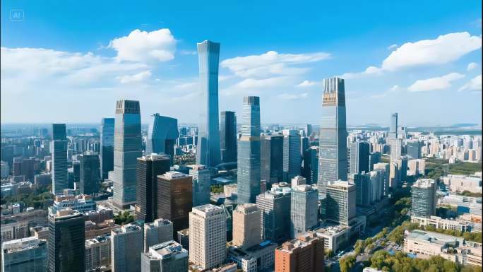 北京CBD城市天际线航拍城市景观中国尊