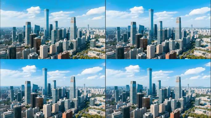 北京CBD城市天际线航拍城市景观中国尊