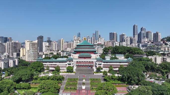4k重庆人民大礼堂航拍