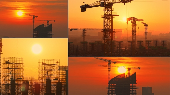 工地建筑城市建设工地延时建筑工人施工建设