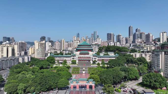 4k重庆人民大礼堂航拍