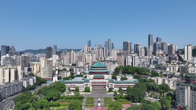 4k重庆人民大礼堂航拍