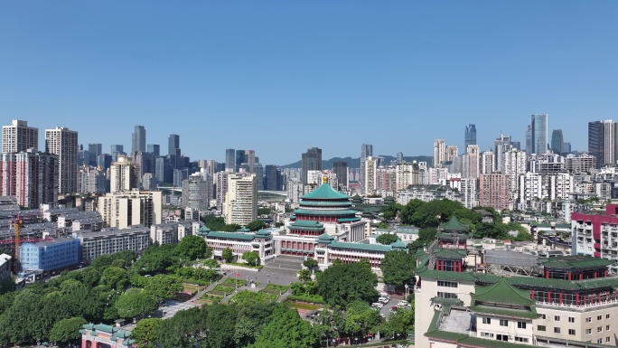 4k重庆人民大礼堂航拍