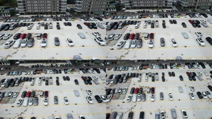 【正版素材】停车场车辆鸟瞰