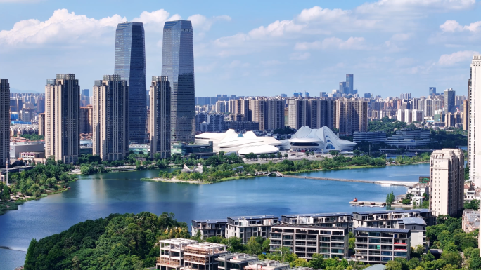 长沙地标梅溪湖风光文化艺术中心实拍