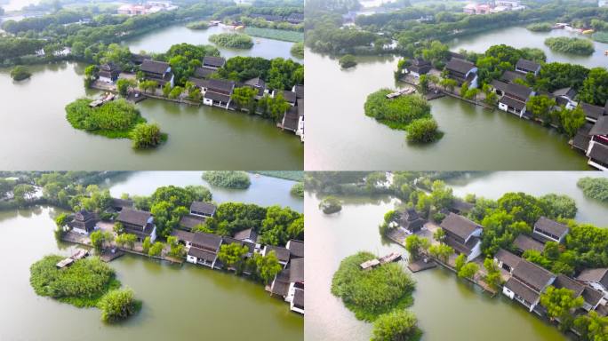 探索中国江苏省常熟市沙家浜风景区的古代建筑。