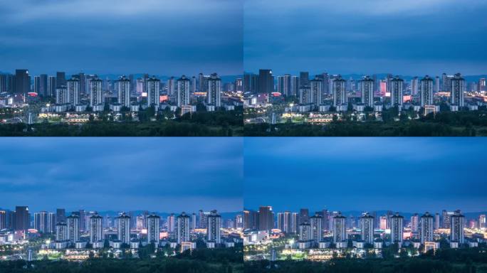 4K60P城市天际线下雨日转夜延时