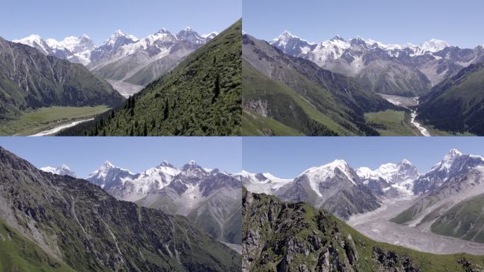 新疆雪山天山山脉最高峰拖木尔峰航拍