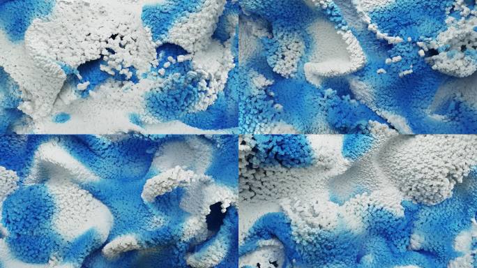 海洋粒子波浪动态抽象像素流体艺术裸眼3D