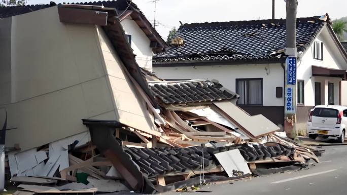 地震海啸后的日本城镇废墟