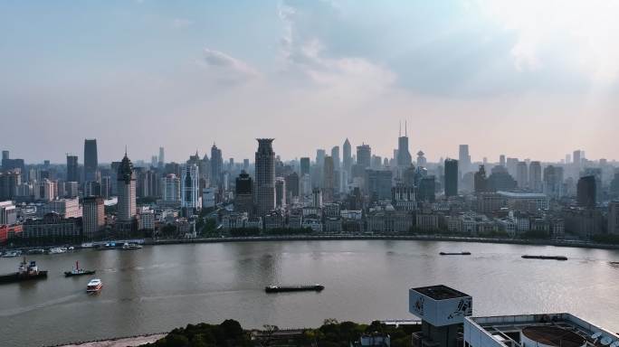 上海浦西天际线航拍