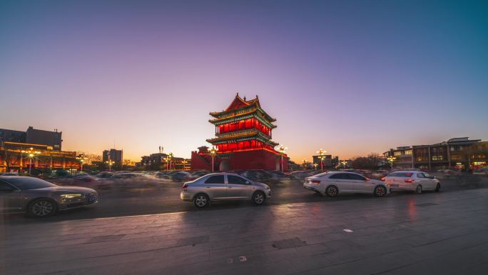 临汾平阳鼓楼大范围延时日转夜
