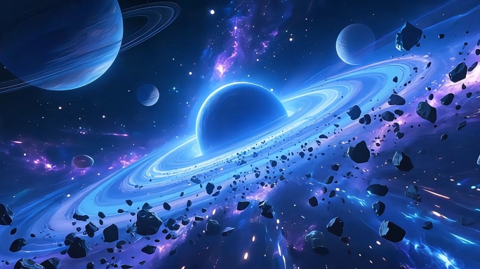 8K宇宙星云星河奇观绚丽行星星环云团星系