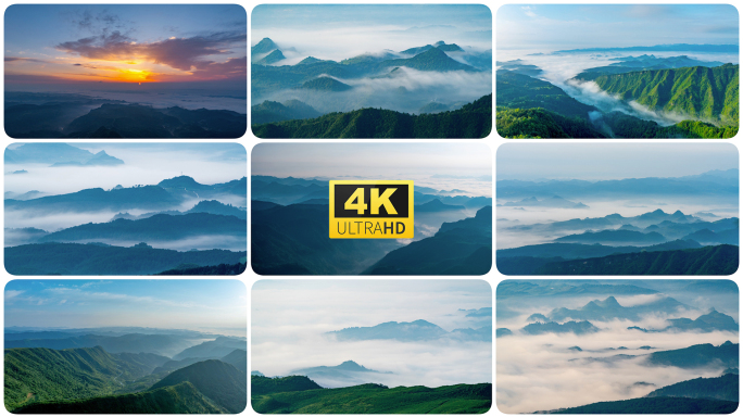 云雾缭绕的山峦叠嶂延时山间云海壮丽风光