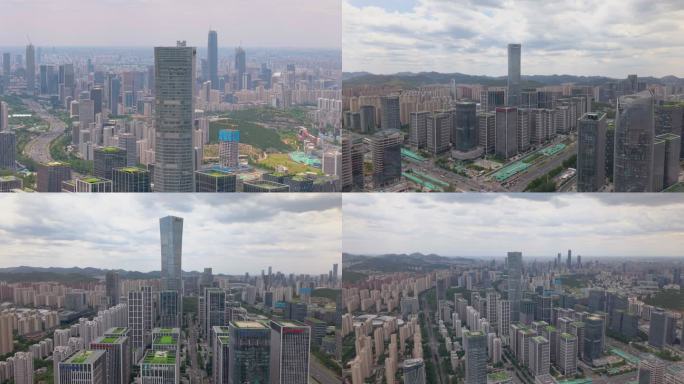 4k航拍山东济南汉峪金谷蓝天白云