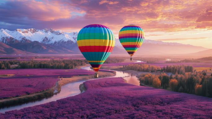 【4K60帧】热气球飞越壮丽山河