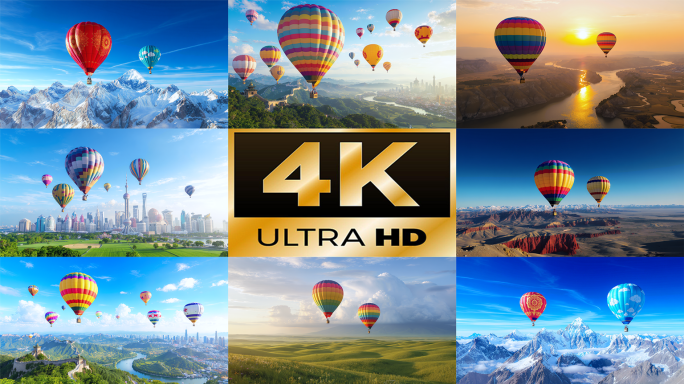 【4K60帧】热气球飞越壮丽山河