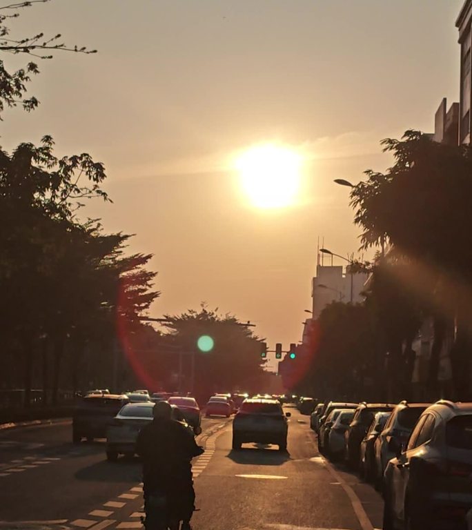 车水马龙_夕阳下班_城市下班
