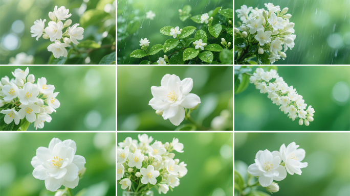 唯美茉莉花开花延时 雨后茉莉花清新唯美