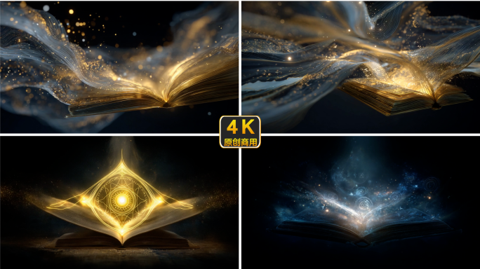 魔书 书籍 金色光芒 奇幻知识 魔 光效
