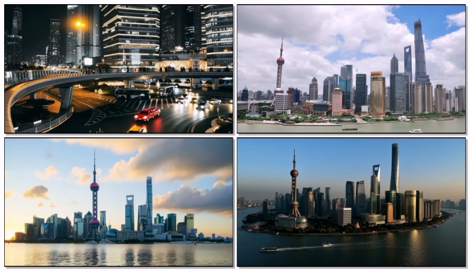 上海航拍上海延时东方明珠塔外滩陆家嘴