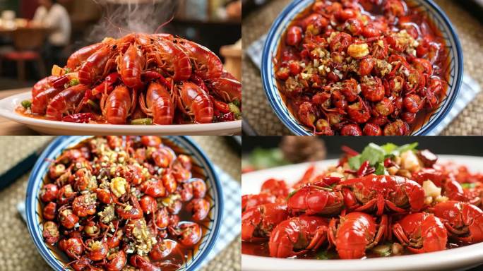 麻辣小龙虾美食特写小龙虾