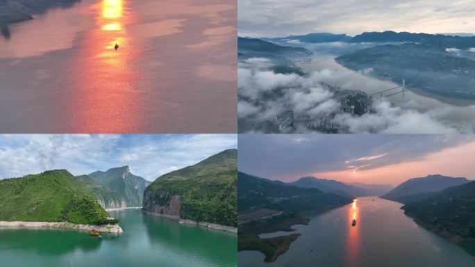 重庆三峡大好河山夔门白帝城奉节航拍