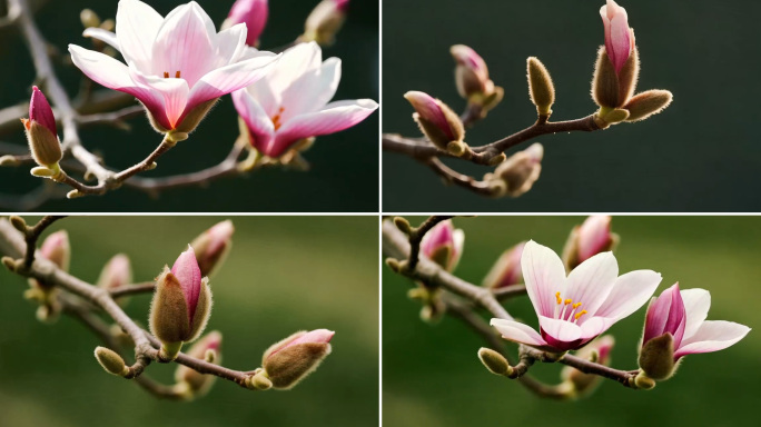 玉兰花苞绽放瞬间 花开微距延时摄影